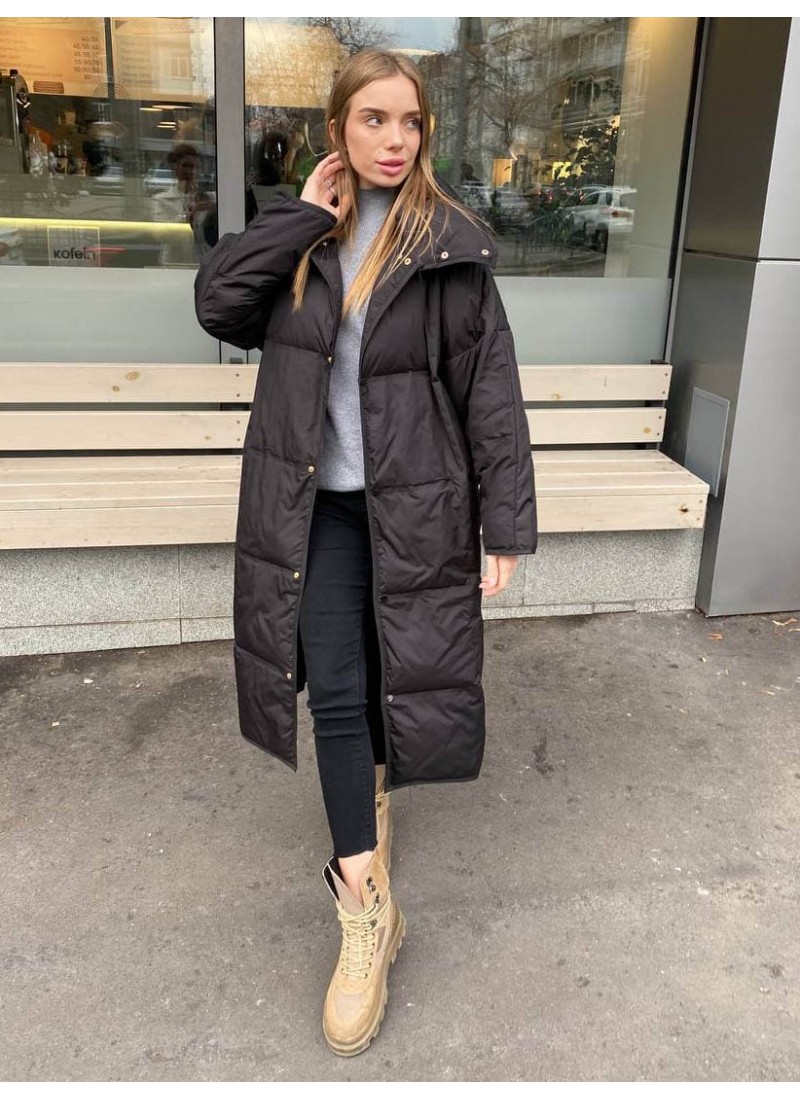 

Пуховик женский длинный зима воротник-стойка Modern Boutique черный,  ПУХ093, Пуховик женский длинный зима воротник-стойка Modern Boutique черный, M ПУХ093