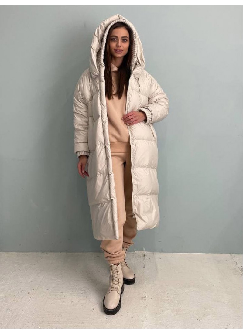 

Пуховик зимний объемный длинный с капюшоном Modern Boutique молочный,  ПУХ202038, Пуховик зимний объемный длинный с капюшоном Modern Boutique молочный, one size ПУХ202038