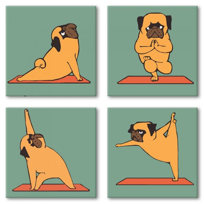 

Набор для росписи по номерам из 4х картин. Полиптих "Yoga-dog" KNP012, 18х18 см