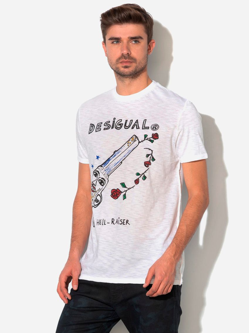 

Футболка Desigual 18WMTK53-1000 XXL Белая с принтом