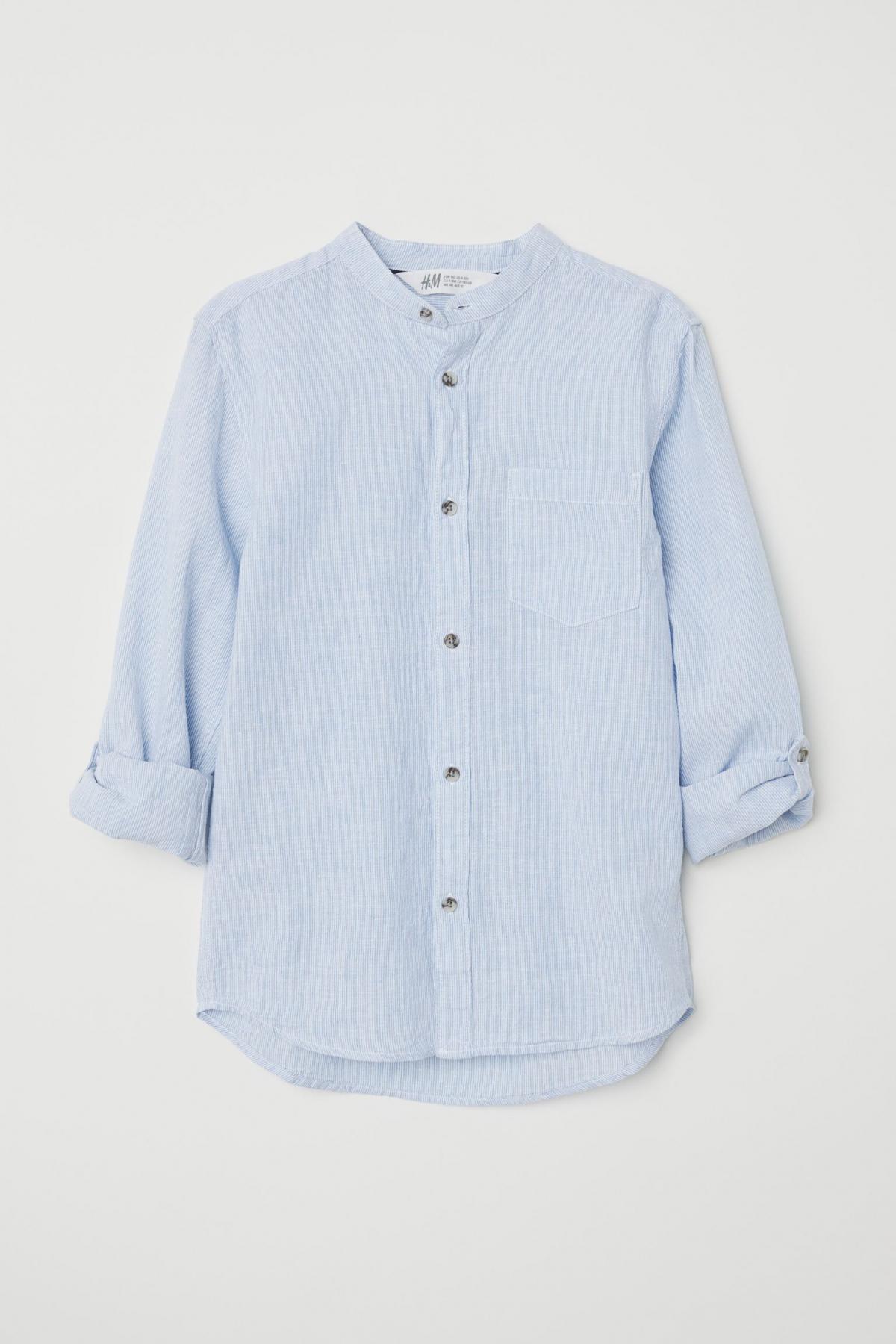 

Рубашка без воротника H&M 170(14+y) Голубая (0594879002)