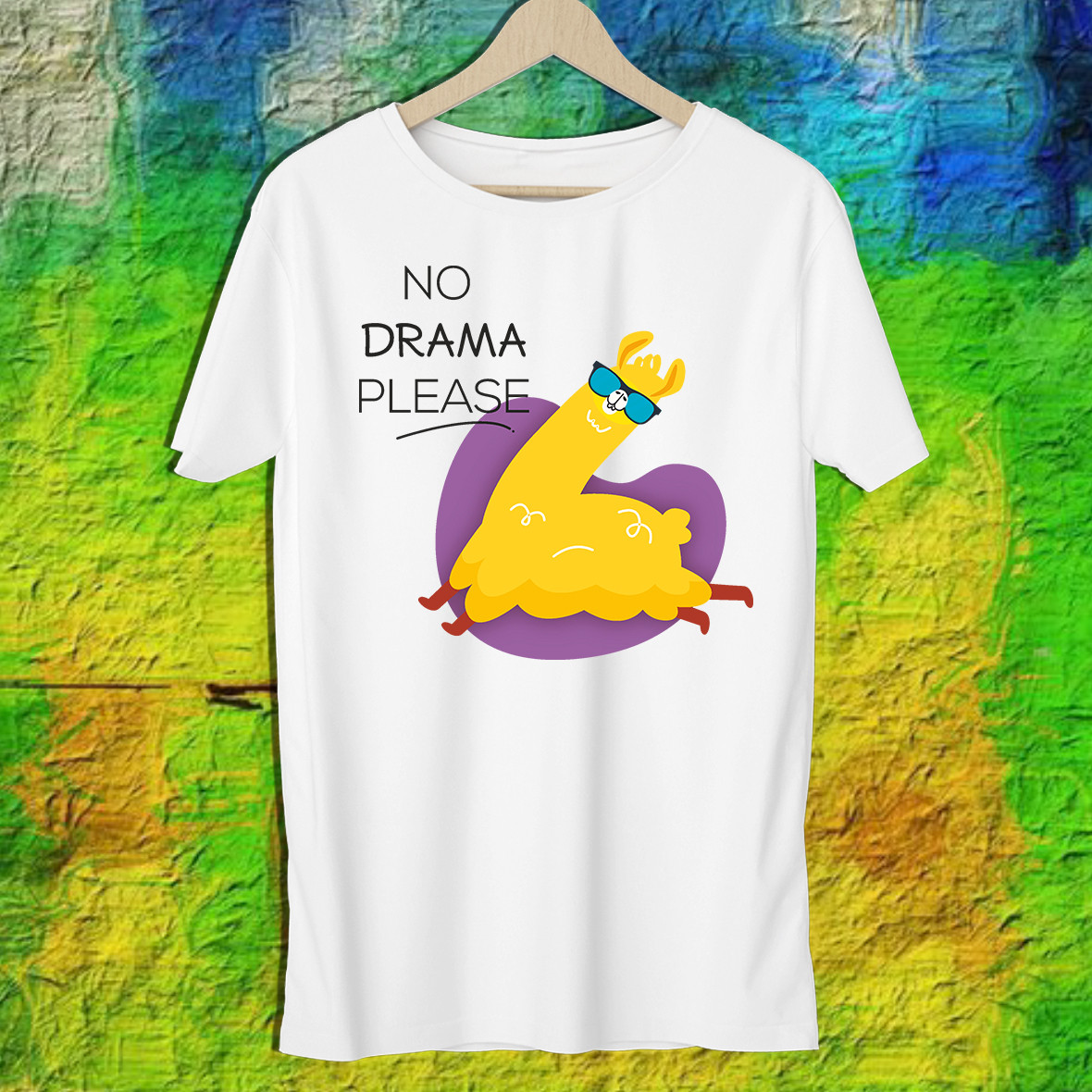 

Мужская футболка с принтом Альпака "No drama please" Push IT XXL, Белый