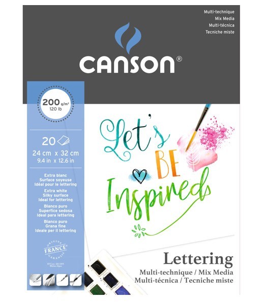 

Блок бумаги Canson Lettering, легкая зернистость, для каллиграфии и леттеринга 180 гр, 24х32см, 20 л.