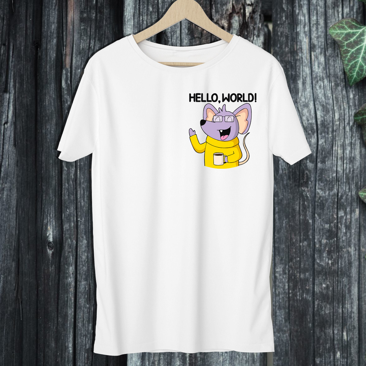 

Мужская футболка с принтом "Hello, world!" Push IT XXL, Белый