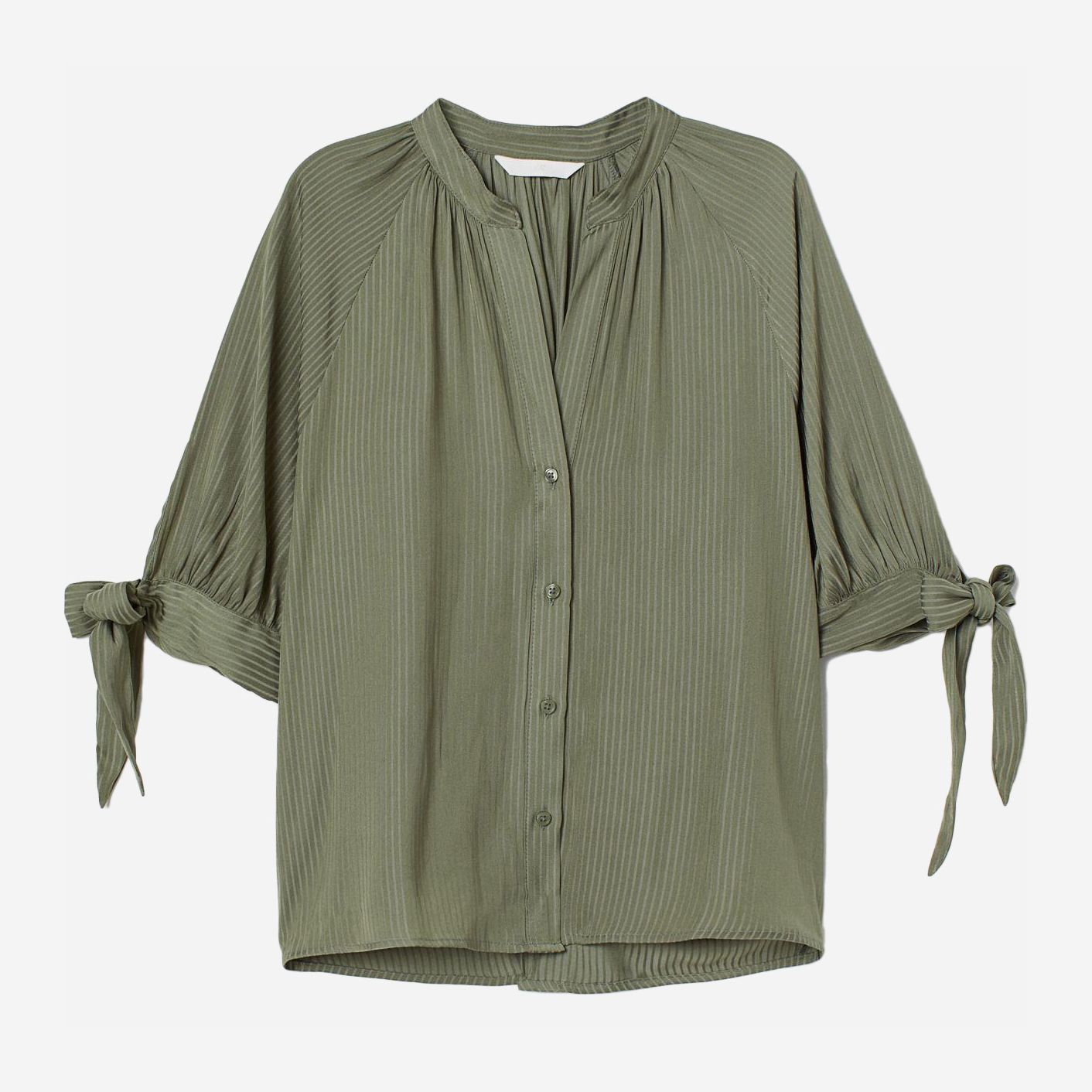 Блузка женская H&M XAZ206111KGTX 46 Зеленая с светло-серым ...