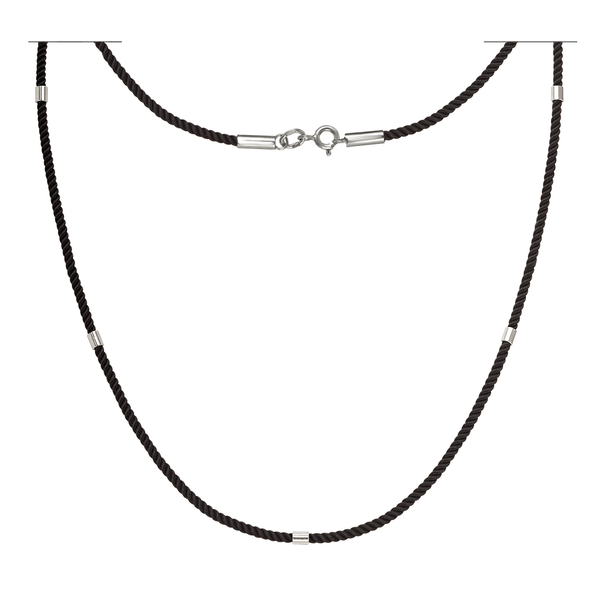 

Шелковый шнурок с серебряными накладками Tango Jewellery Company 950086С размер 450