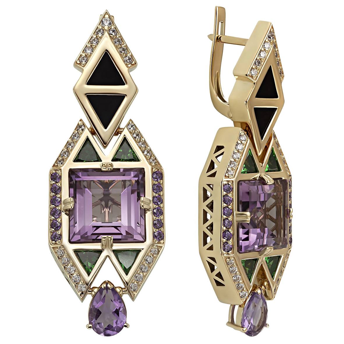 

Золотые серьги с аметистом, агатом и фианитами Tango Jewellery Company 450373М