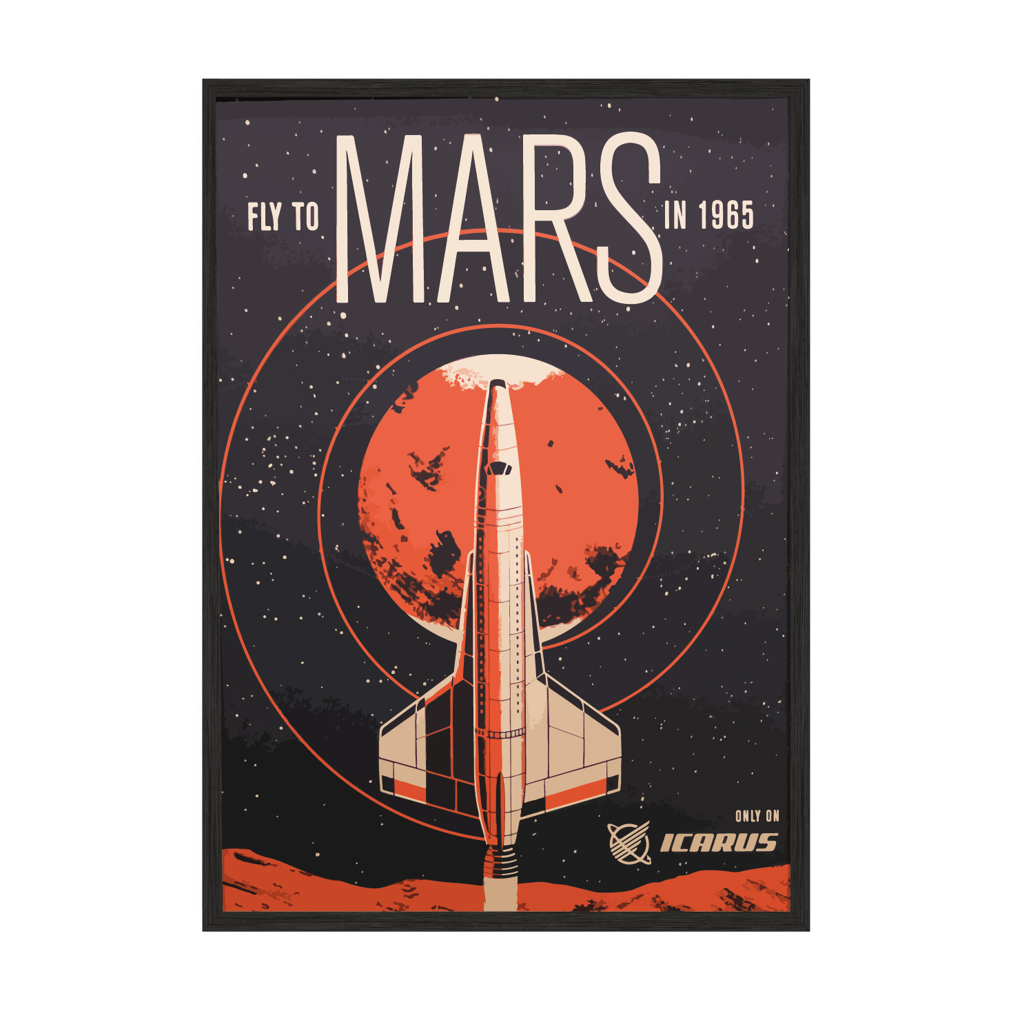 

Постер "Fly to Mars" с антибликовым стеклом 596x840 мм в чёрной рамке