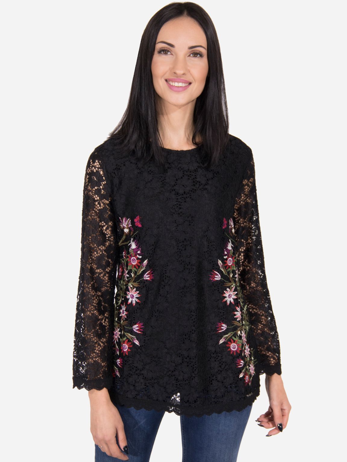 

Блузка Desigual 19WWBW69-2000  Черная с принтом, Блузка Desigual 19WWBW69-2000 XS Черная с принтом
