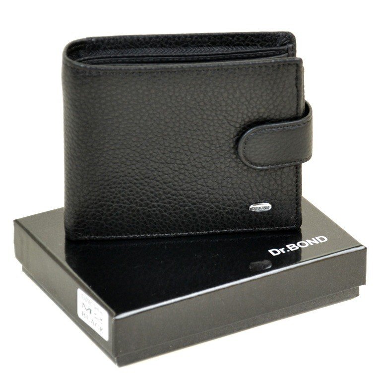 

Мужской кожаный черный кошелек Classik dr.Bond M2 black