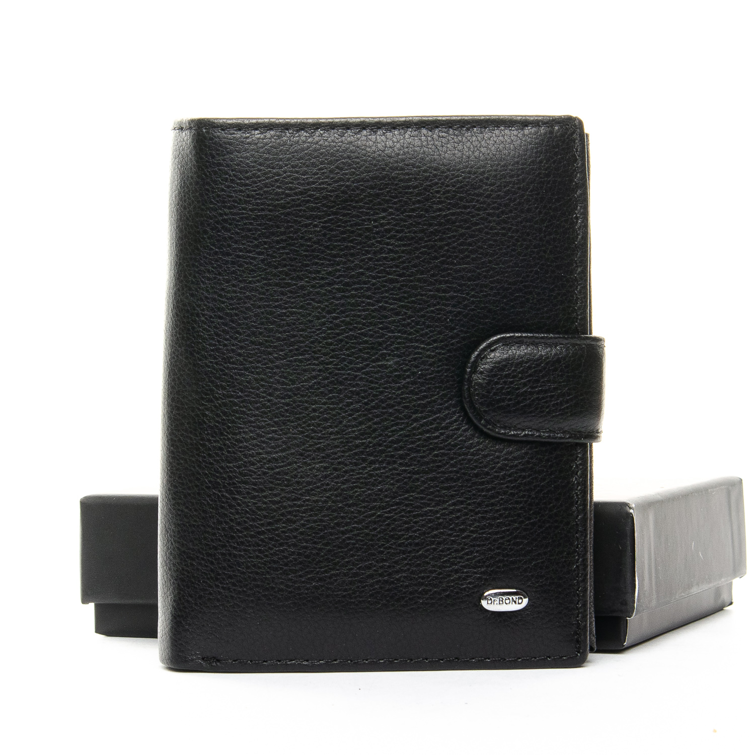 

Мужской кожаный черный кошелек Classik dr.Bond MS-14 black