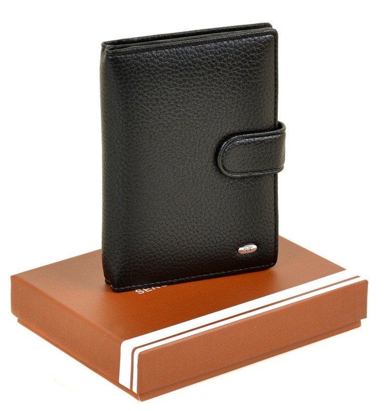 

Черный мужской кошелек из кожи Dr.Bond M5 black