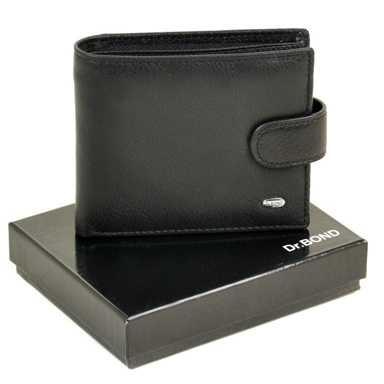 

Мужской кожаный черный кошелек Classik dr.Bond M13-1 black