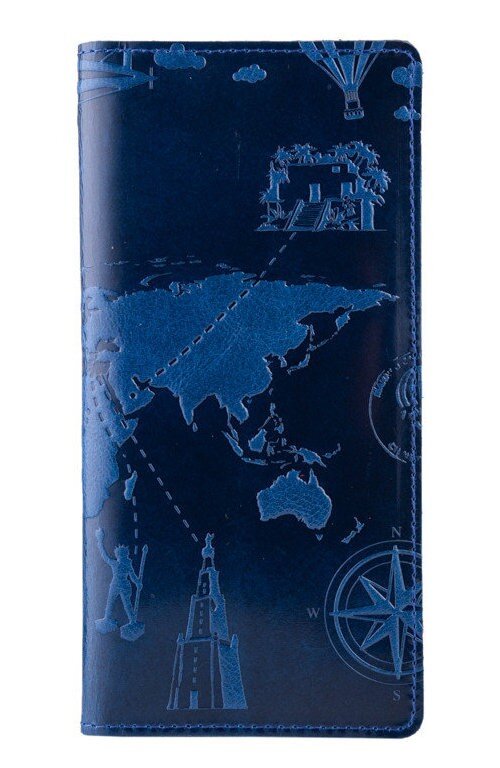 

Кожаный бумажник Hi Art WP-02 Crystal Blue 7 wonders of the world Синий