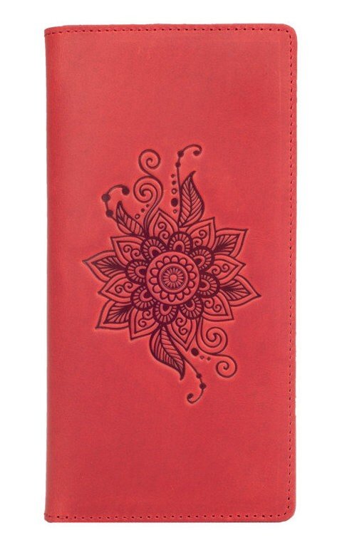 

Кожаный бумажник Hi Art WP-02 Shabby Red Berry Mehendi Classic Красный