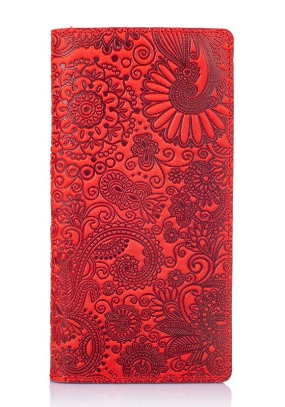 

Кожаный бумажник Hi Art WP-05 Mehendi Art краснаый Красный