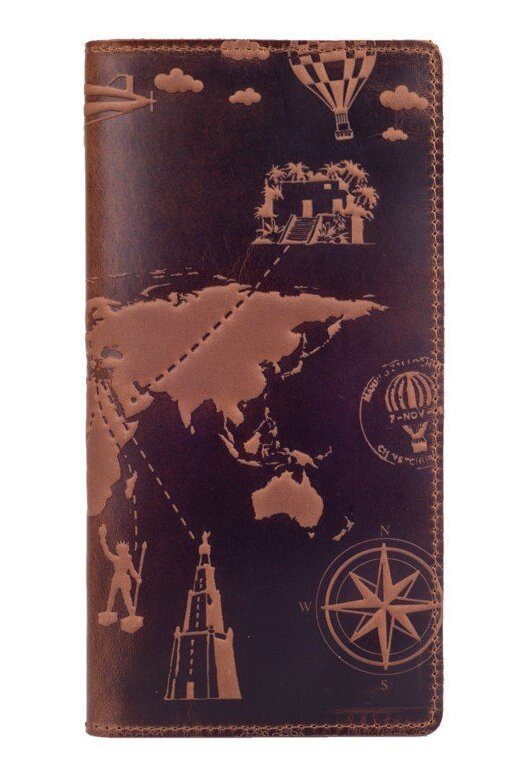 

Кожаное портмоне Hi Art 7 wonders of the world WP-02-S19-1235-T002 Коричневый