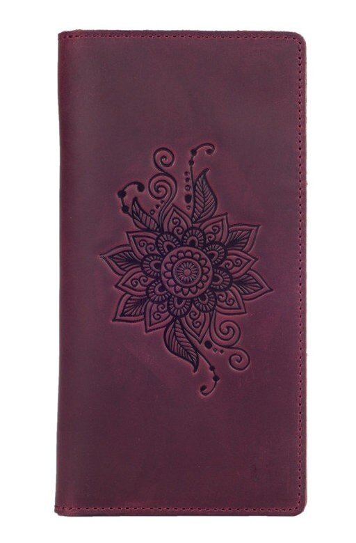 

Кожаное портмоне Hi Art WP-05 Mehendi Classic фиолетовый Фиолетовый