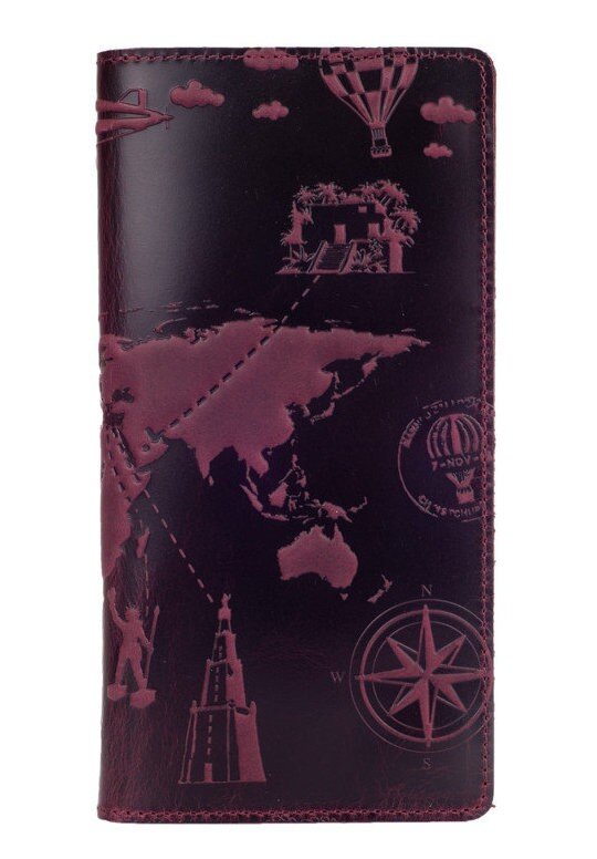 

Кожаное портмоне Hi Art WP-05 wonders of the world фиолетовый Фиолетовый