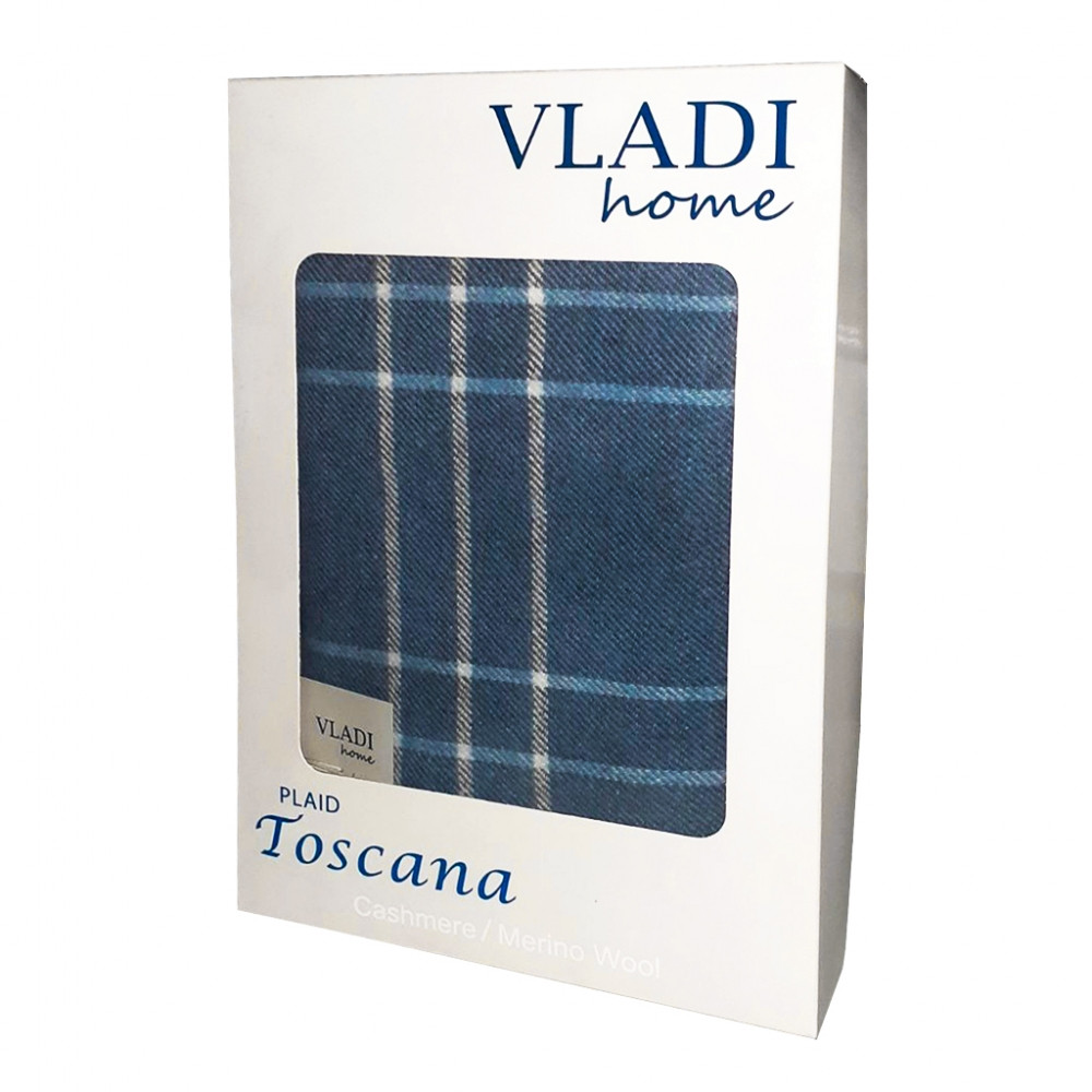 

Плед шерстяной Vladi - Кашемир №4 бело-серо-голубой 140*200 полуторный