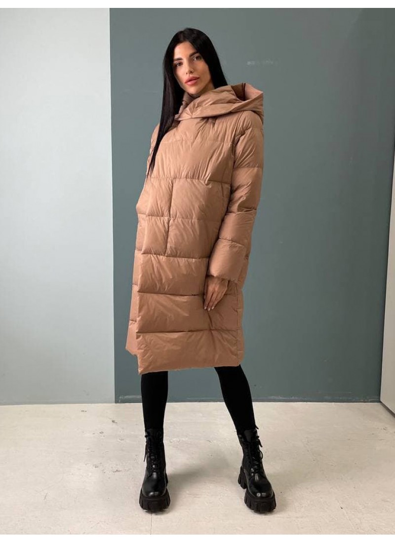 

Пуховик-одеяло с капюшоном на кнопках длинный гусиный пух Modern Boutique бежевый,  ПУХ8516, Пуховик-одеяло с капюшоном на кнопках длинный гусиный пух Modern Boutique бежевый, M ПУХ8516