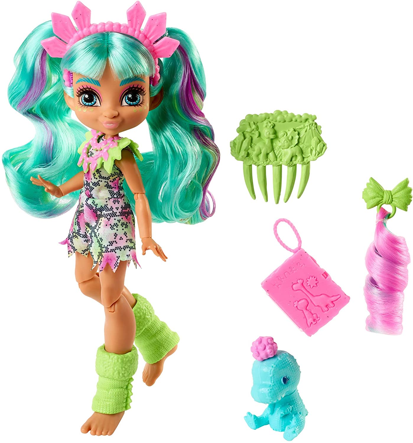 

Кукла Рокель и питомец Пещерный клуб Cave Club Rockelle Doll with Teddy-Rex Dinosaur Pet & Neon-bright hair (GWT47)