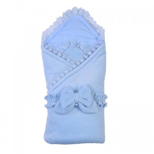 

Конверт-одеяло для новорожденных Baby Veres Velour lace medium blue 80х80 см