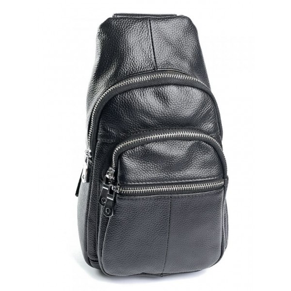 

нагрудная кожаная сумка мужская BagMan 168-1 Black