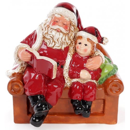 

Новогодняя керамическая декоративная фигурка Санта с мальчиком