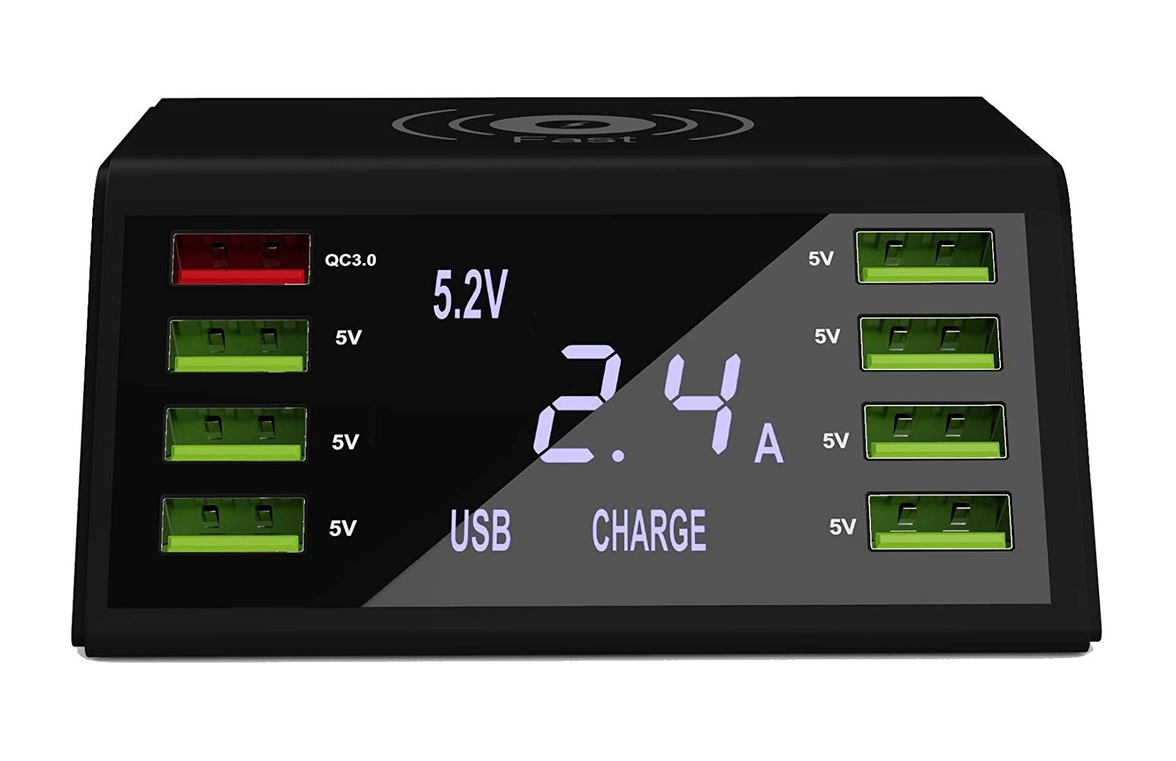 

Универсальная зарядная станция безпроводная QI, 8 USB портов, 60Вт, QC3.0 (AC-838-WT)