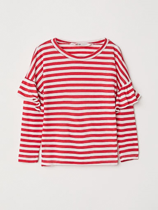 

Лонгслив с оборками H&M 0610117 134 cm (59640134cm) Полоска