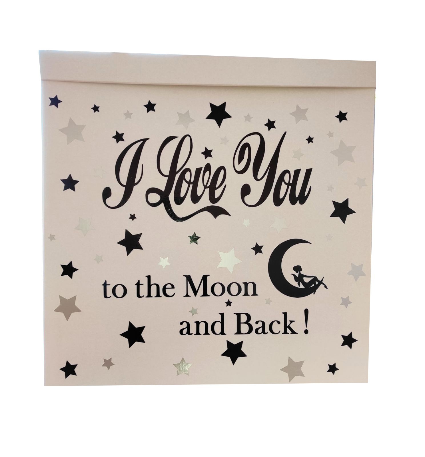 

Коробка подарочная сюрприз 50*50*50 см Белая с надписью "I love you to the moon and back" РКТК