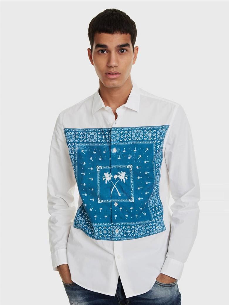 

Рубашка Desigual 19SMCW70-1000 XXL Бело-синяя