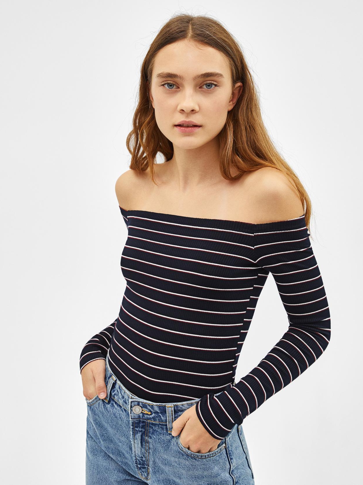 

Топ Bershka XAZ229329DONH  Темно-синий, Топ Bershka XAZ229329DONH S Темно-синий