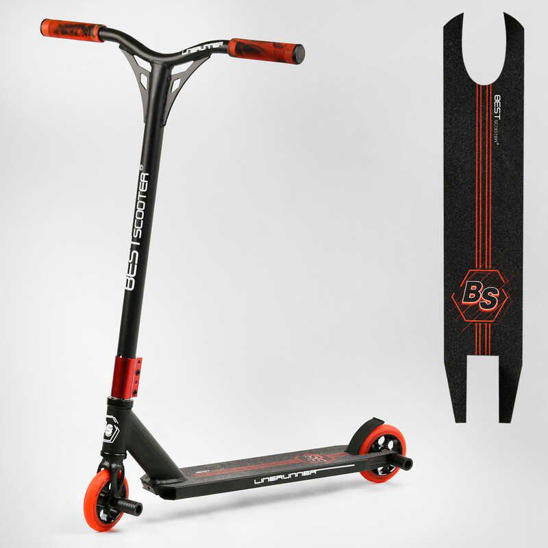 

Самокат трюковый Linerunner LR-10140 Best Scooter HIC-система, пеги, алюминиевый диск и дека, колёса PU, d=110мм, ширина руля - 52 см Черно-красный