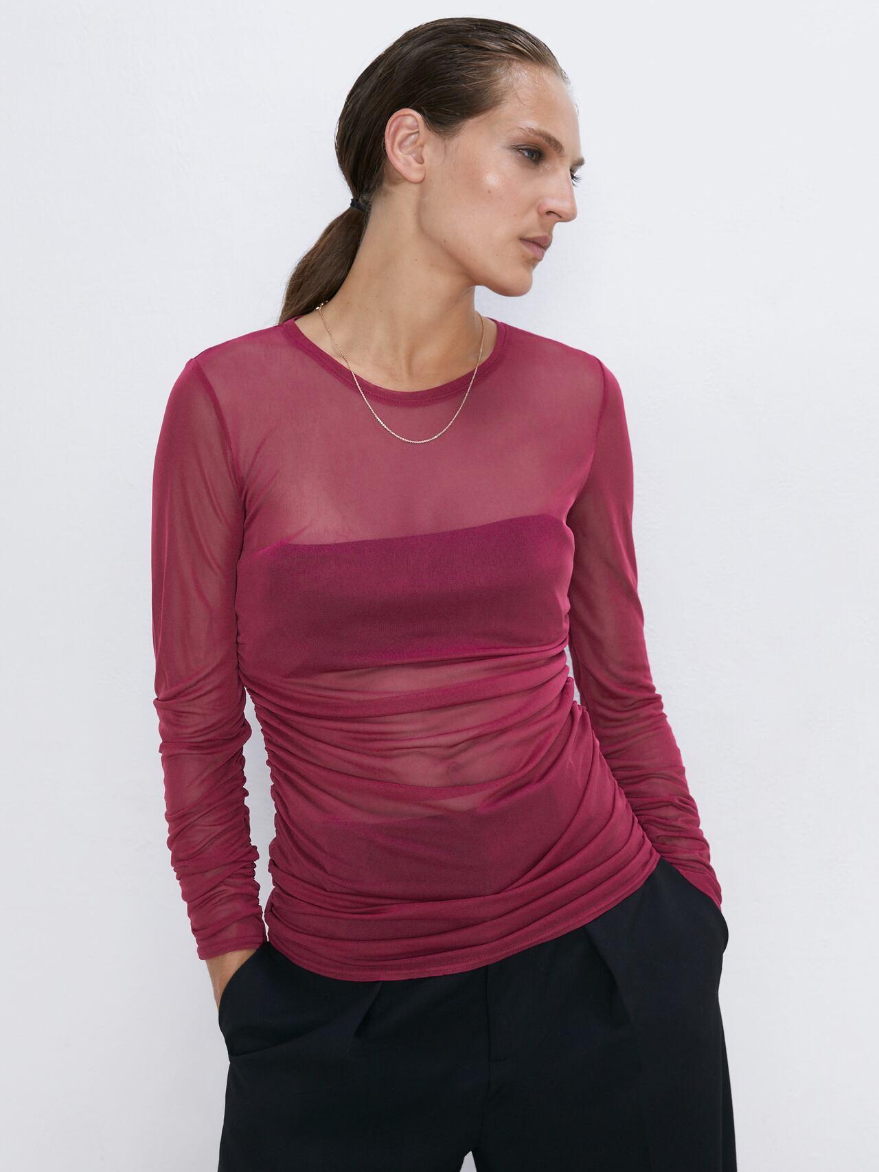 

Блузка Zara XAZ229812AHPV  Малиновая, Блузка Zara XAZ229812AHPV S Малиновая