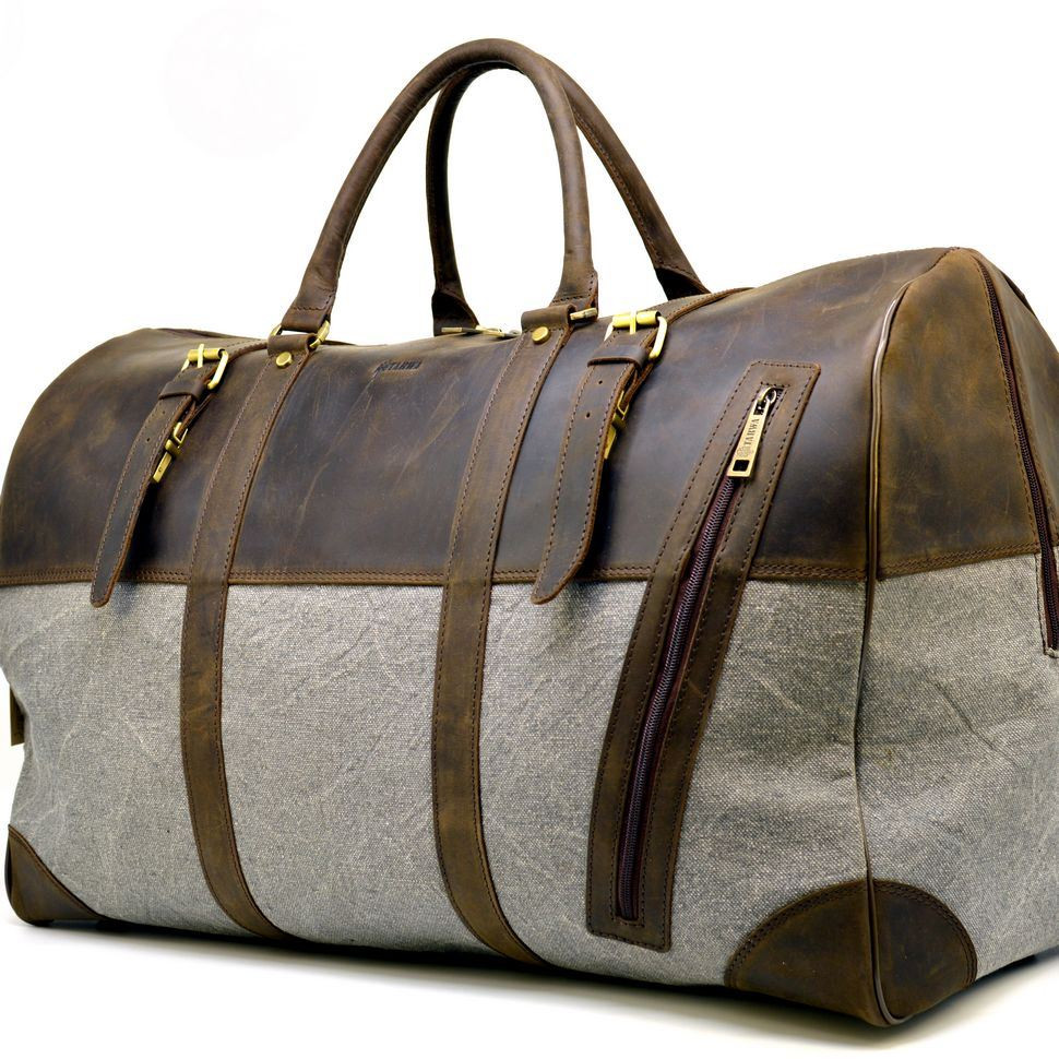 

Дорожная сумка-баул из кожи Crazy Horse и ткани Canvas RGj-1633-4lx TARWA