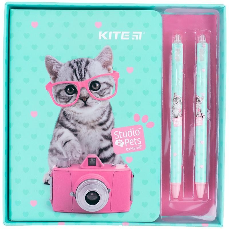 

Подарочный детский блокнот +2 ручки Kite Studio Pets
