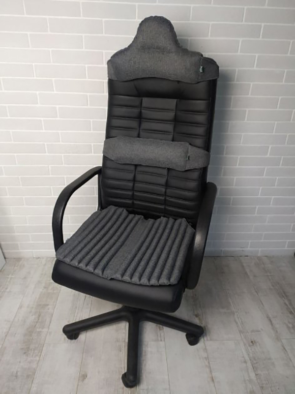 

Комплект эргономическая накидка Ekkoseat на офисное и компьютерное кресло с подушками под поясницу и шею Серый (ekko_7_С)