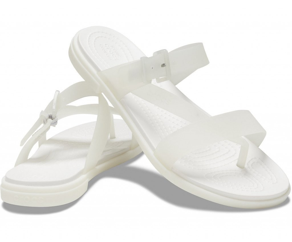 

Шлепки Crocs Tulum Translucent Toe Post, W8, белые, 38-39