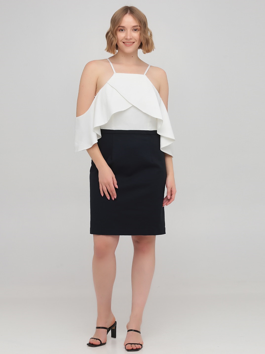 

Комбинированное коктейльное платье с открытыми плечами Y.A.S. AS010720-11  Белый, Комбинированное коктейльное платье с открытыми плечами Y.A.S. AS010720-11 XL Белый