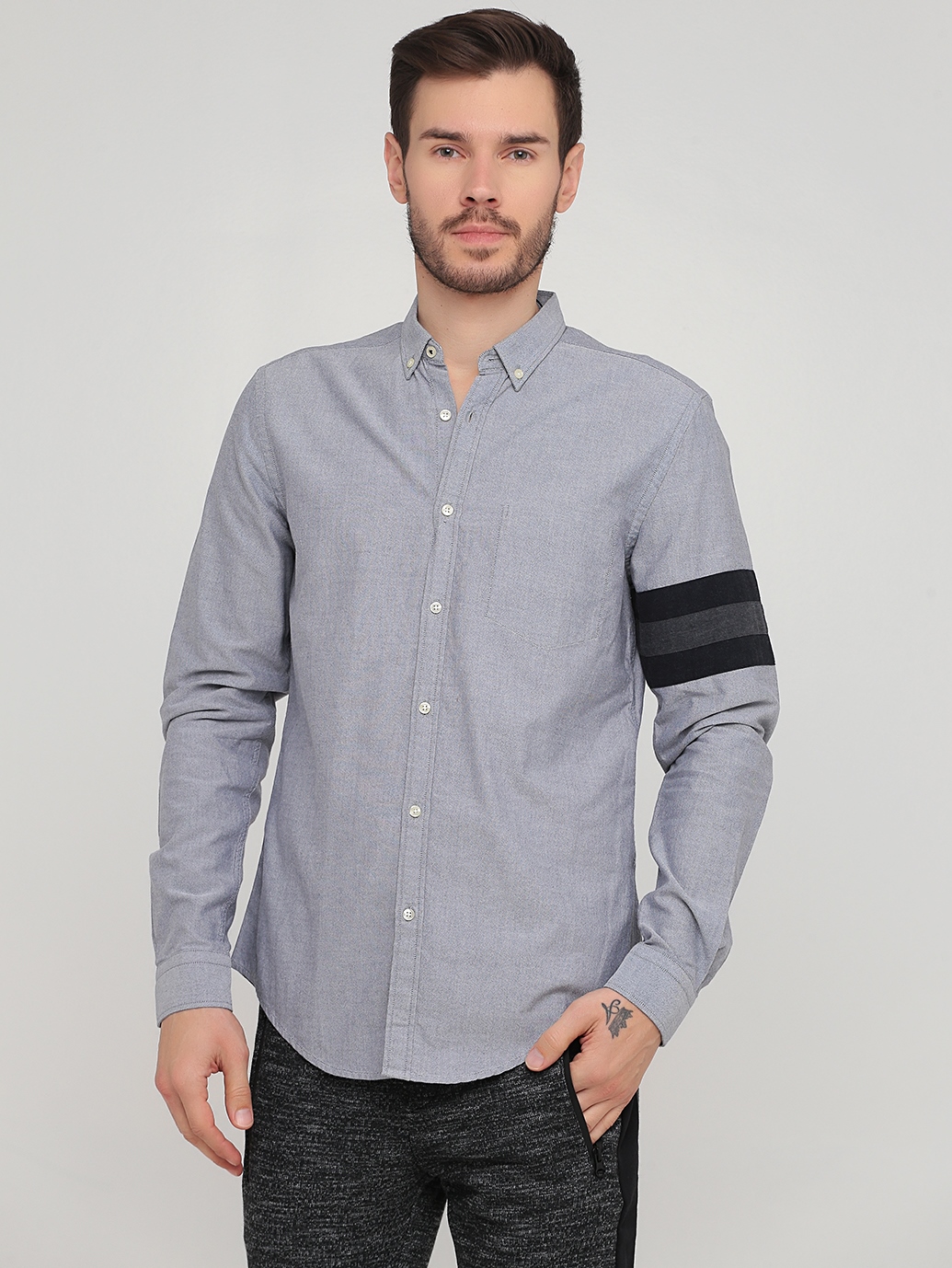 

Кэжуал рубашка однотонная Zara 442/12  Серый, Кэжуал рубашка однотонная Zara 442/12 M Серый