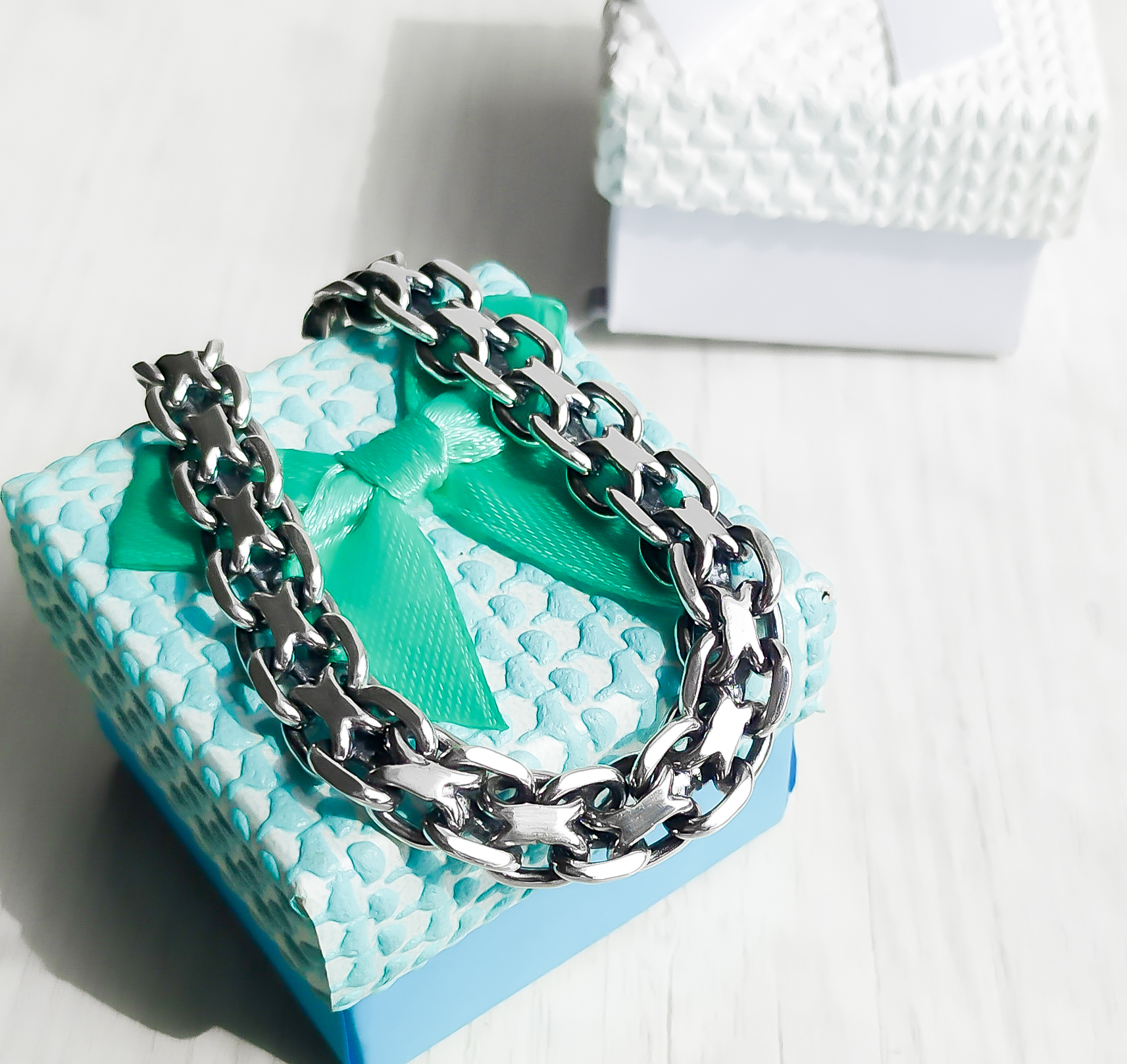 

Браслет из серебра Meridian 925 пробы плетение "Двойной якорь" в чернении 22,5 размер легкий