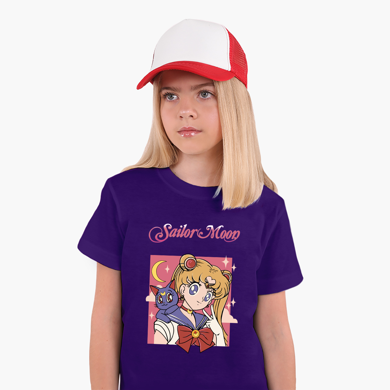 

Детская футболка для девочек Сейлор Мун (Sailor Moon) (25186-2659-23) 146-152 см Хлопок Фиолетовый