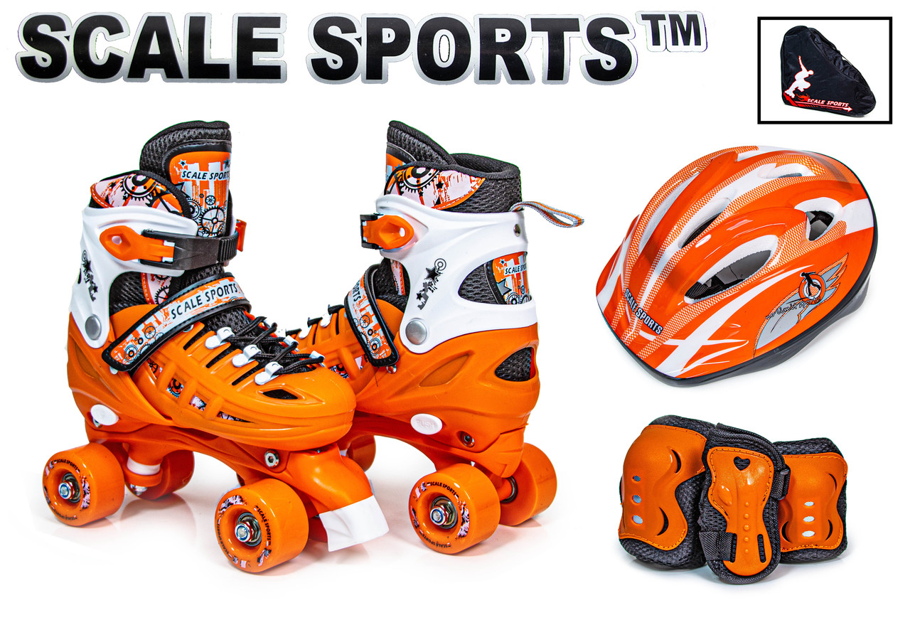 

Комплект роликовых коньков-квадов с защитой Scale Sport р.29-33 Оранжевый