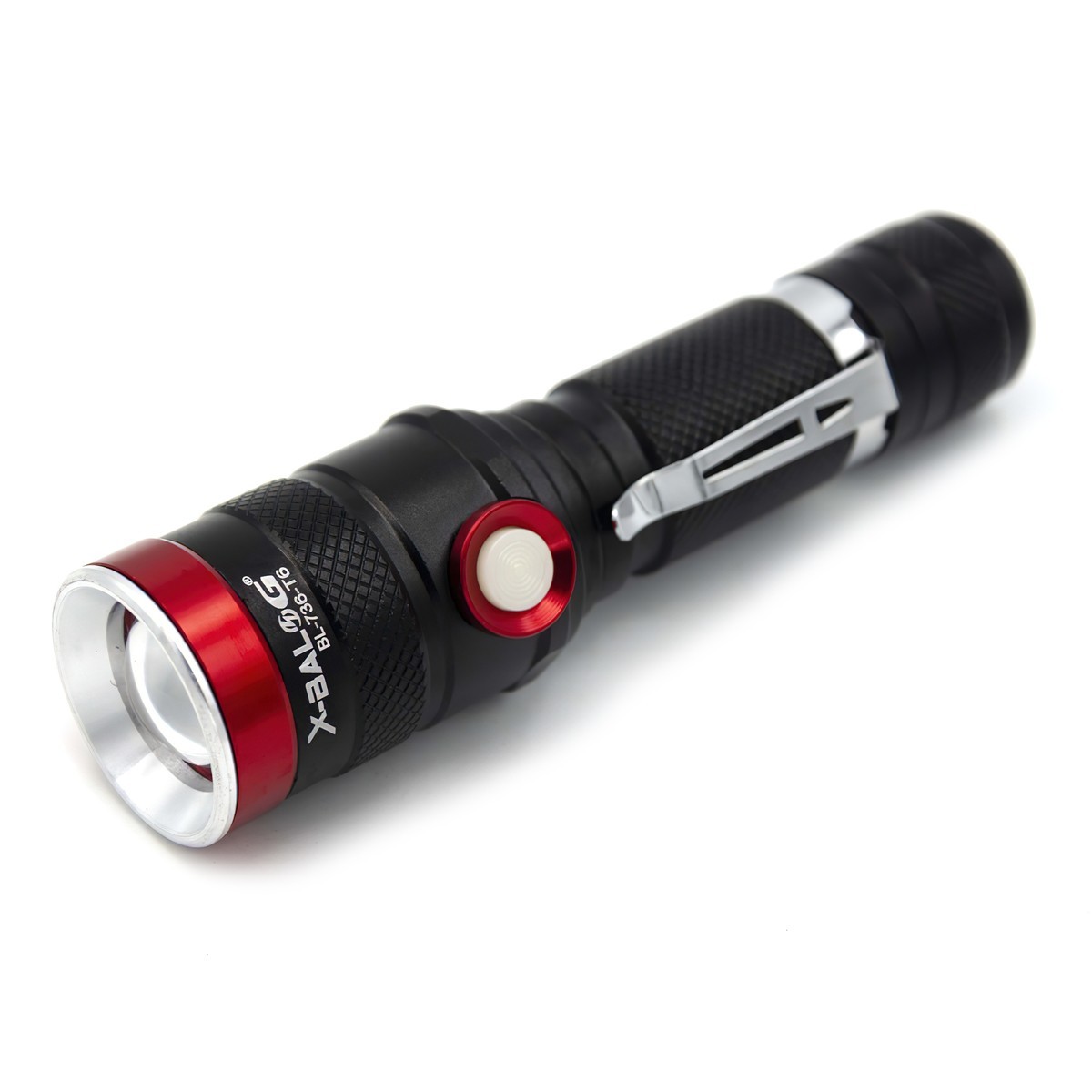 

Фонарик ручной X-Balog BL-736-T6 Черный с красным, тактический лед фонарь ручной (1009095-Black)