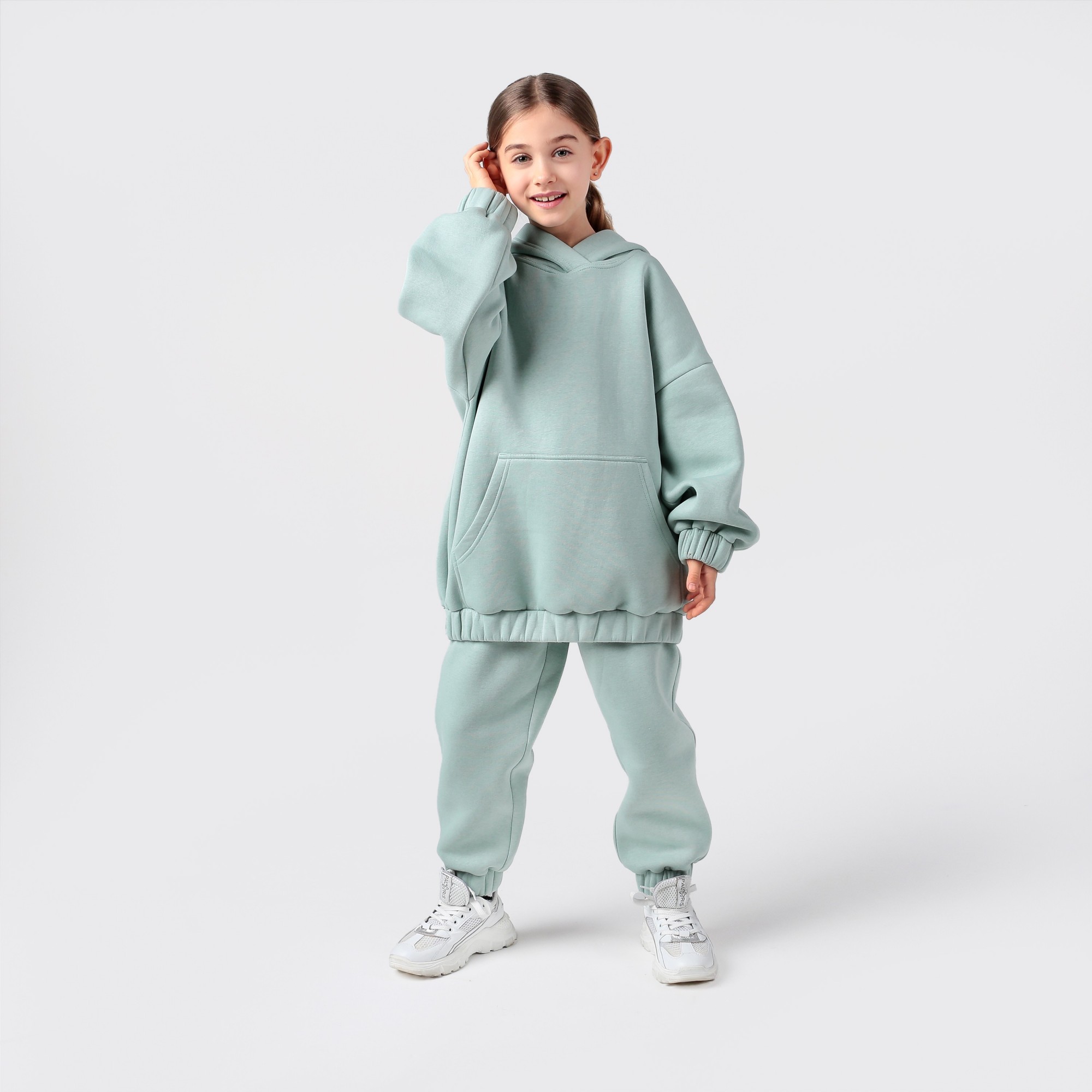 

Детское худи для девочек Mone kids oversize с капюшоном мятный р.152