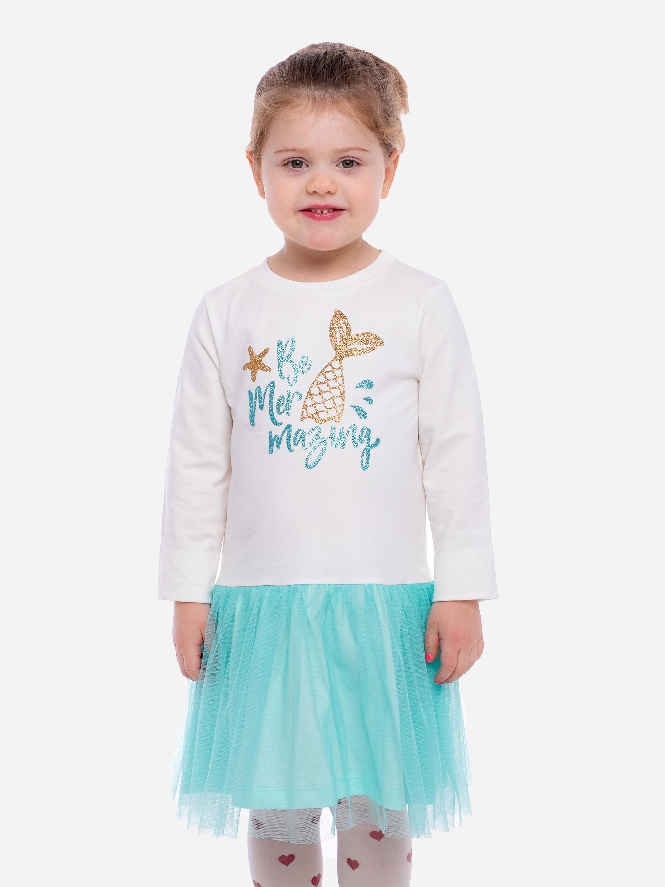 Акція на Дитяче святкове фатинове плаття для дівчинки Vidoli G-21892W 116 см Молочний/Ментоловий від Rozetka