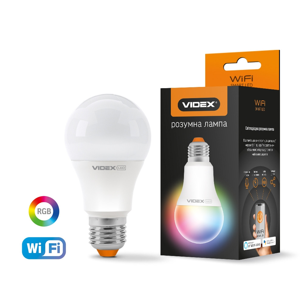 

Светодиодная смарт лампа VIDEX A60 RGB CW WI-FI 12W E27