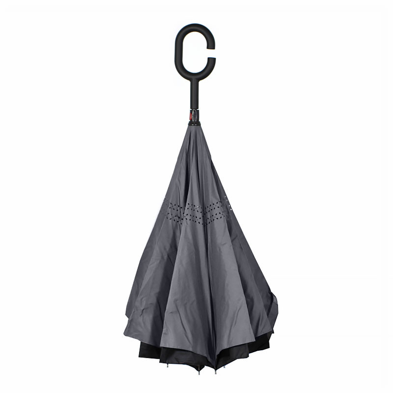 

Зонт женский наоборот Lesko Up-Brella Серый ветрозащитный с двойным куполом от дождя ветра (F_2907-30295)